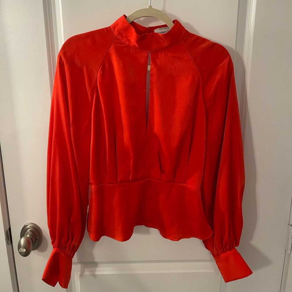 FINDERS KEEPERS Red silk blouse.